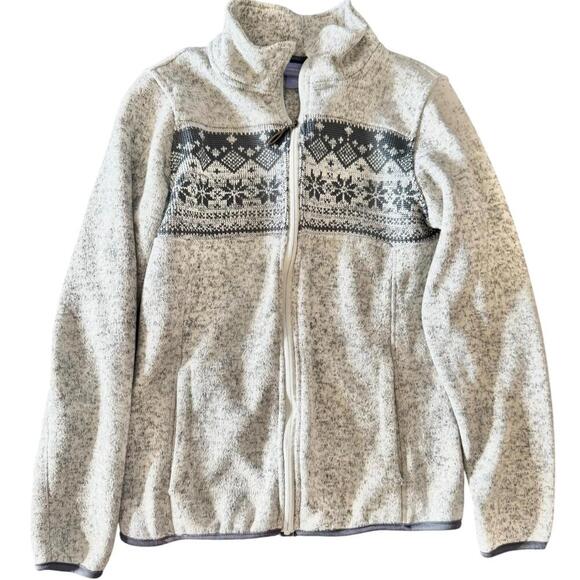 Laura Scott Gray Fair Isle Zip-Up Jacket – Size S - Picture 1 of 6